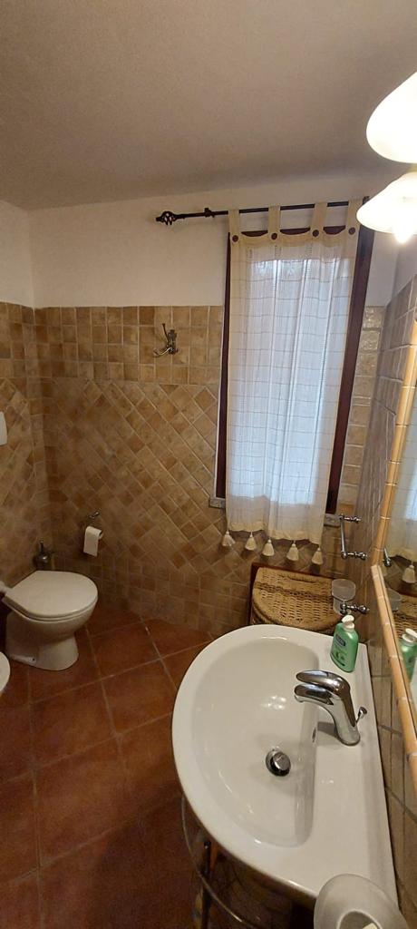 Bagno del Corbezzolo con lavabo e specchio